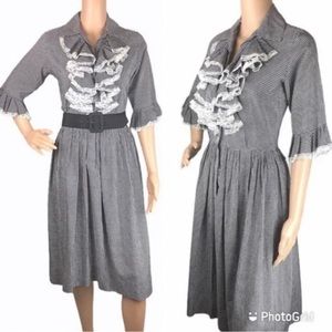 Black and White Checkered Dress Ruffles Small